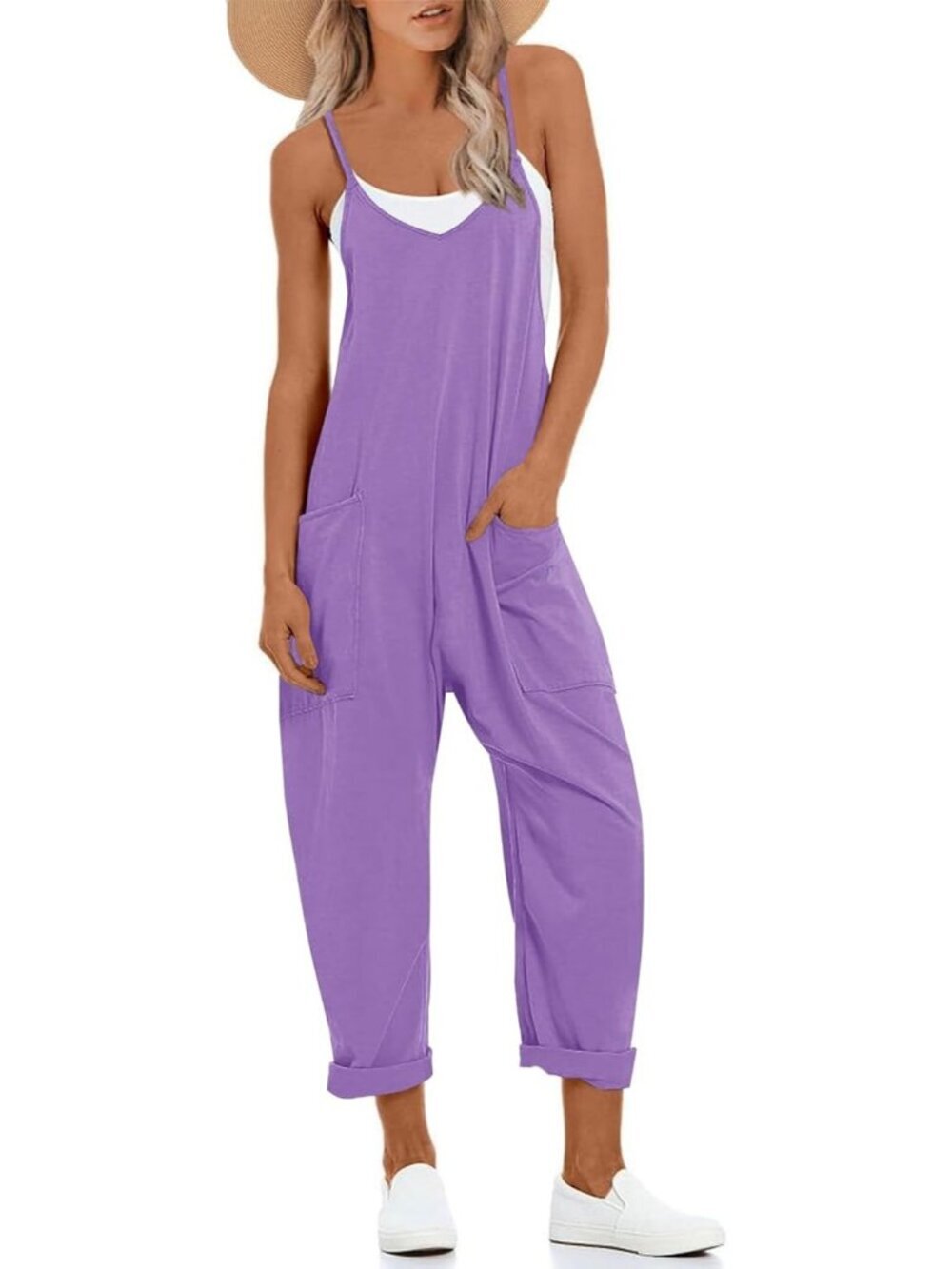 Women Jumpsuits Light Purple lightweight Outfit Jumper Adjustable Strap Rompers